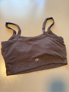ALO Yoga Ribbed Brown Crop Tank